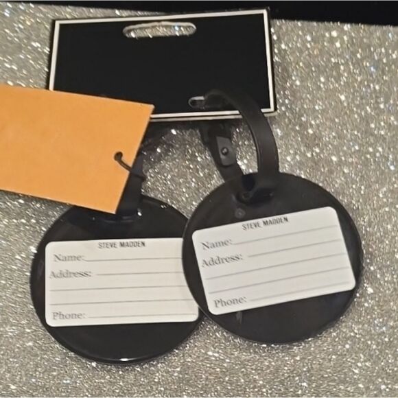 Steve Madden SM Logo Smiley Face Travel Luggage Tag Set - Picture 6 of 6